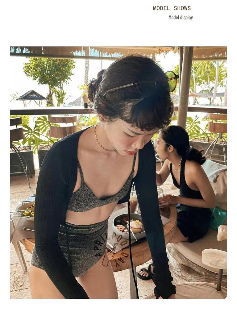 Zhou Yutong Women's 2024 Sexy Bikini with Cover-Up - Influencer Style Conservative Two-Piece Swimsuit