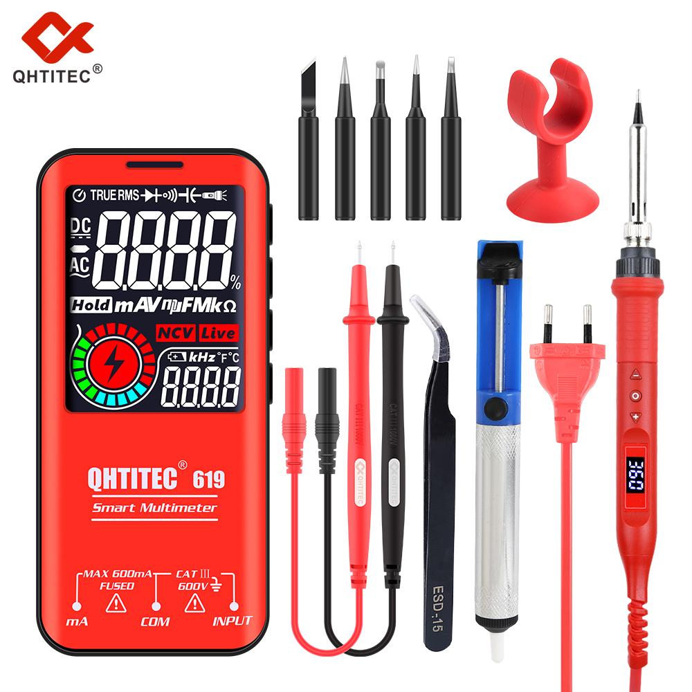 

USB-зарядка, цифровой мультиметр, комплект припоя, тестер на 6000 отсчетов, T-rms, напряжение постоянного и переменного тока, емкость Ом, Ncv Multimetro 619