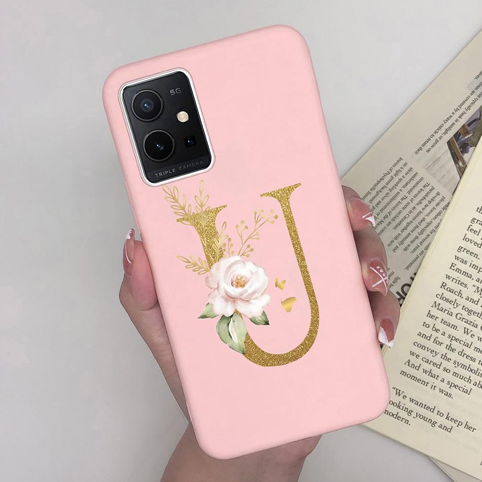 Simple Case For Vivo T1 5G Name 26 Letter Soft Matte Silicone Anti Slip Phone Back Cover For Vivo T 1 VivoT1 Shell Funda Bumper