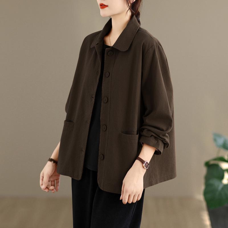Plus Size Spring/Autumn Loose Casual Jacket for Middle-Aged Women