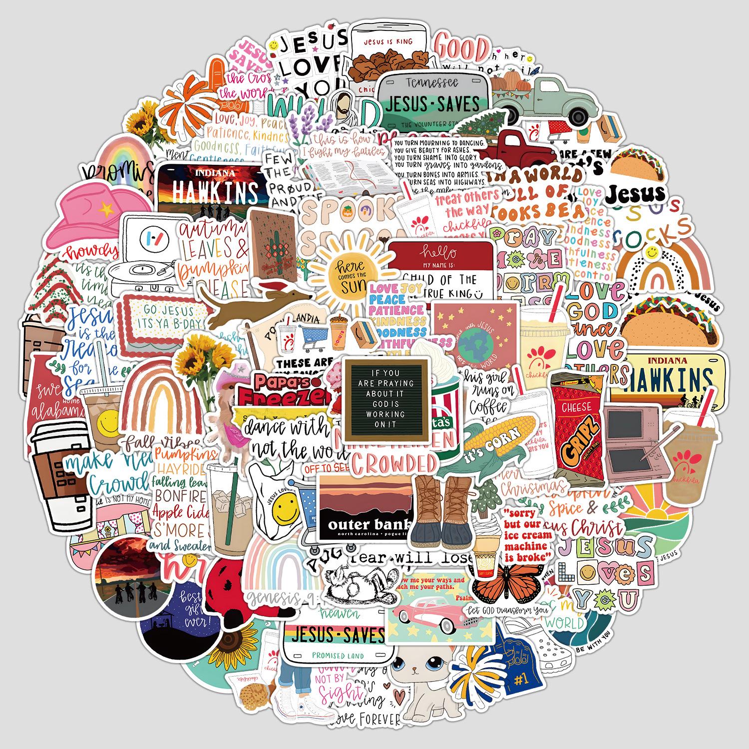 

100 Pieces of Sweet Text Series Graffiti Stickers for DIY Stationery, Water Cups, Luggage, and Waterproof Decorative Stickers