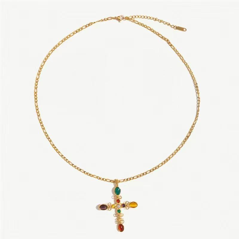 

Vintage Cross Pendant Necklace - European & American Style Clavicle Chain, Unique Design