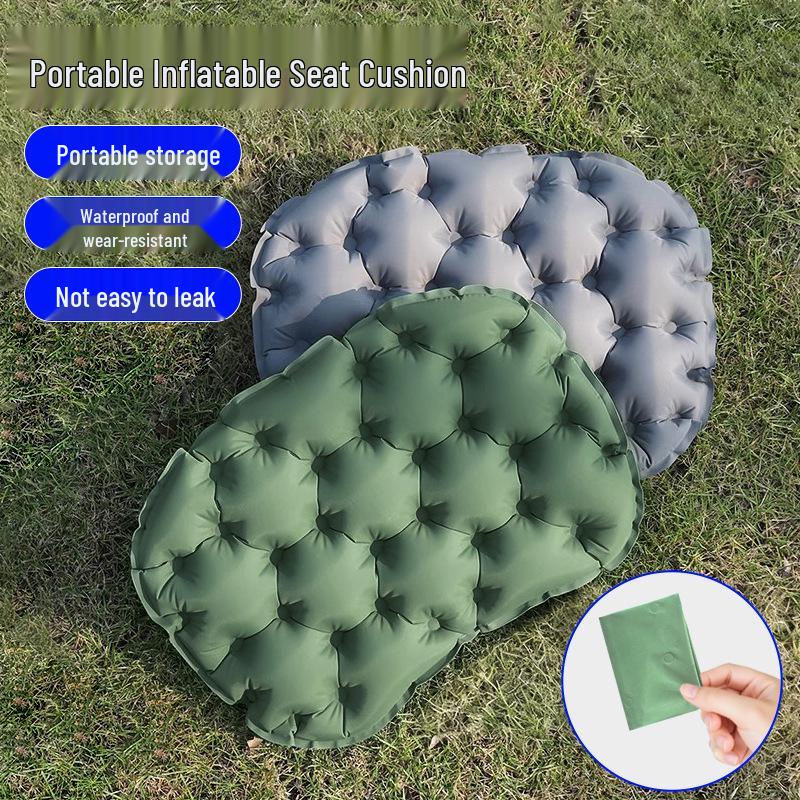Cojín de Asiento Inflable Portátil Ligero para Acampar - Impermeable, Plegable, Duradero y Cómodo para Sentarse a Largo Plazo