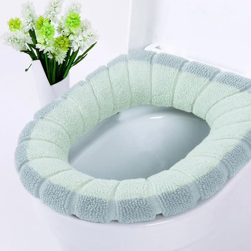Stretchable Bathroom Toilet Seat Closestool Washable Soft Winter Warmer Mat Pad Cushion O-shape Toilet Seat Bidet Covers