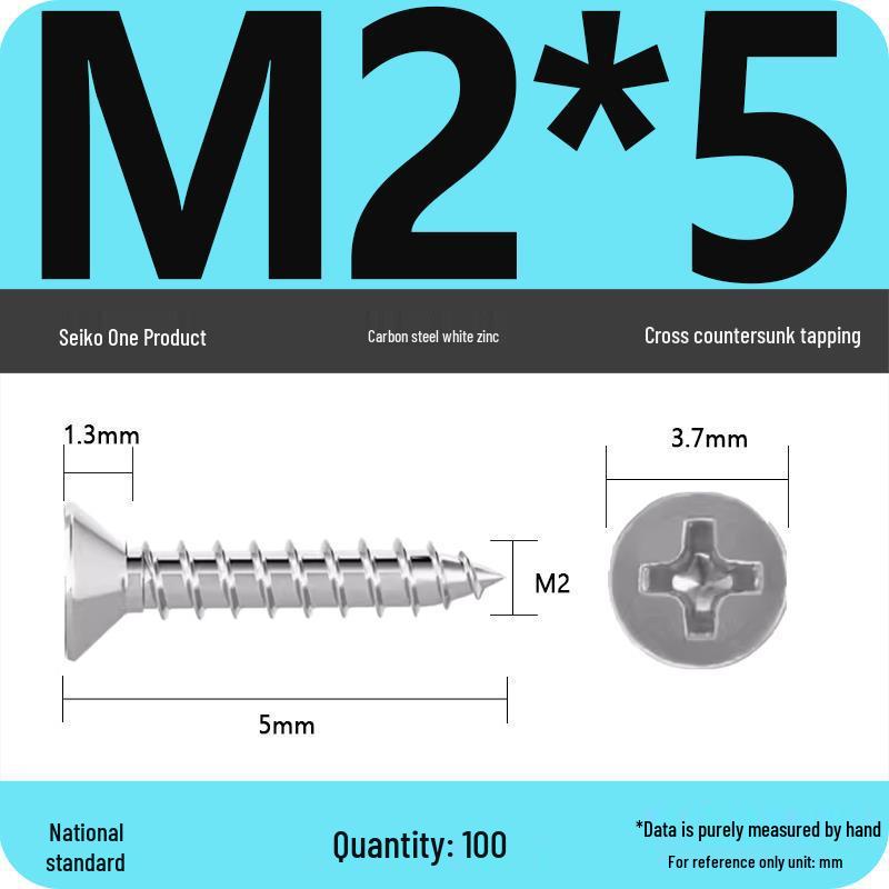Iron Galvanized Phillips Flat Head Self-Tapping Screws - Countersunk M1 To M4