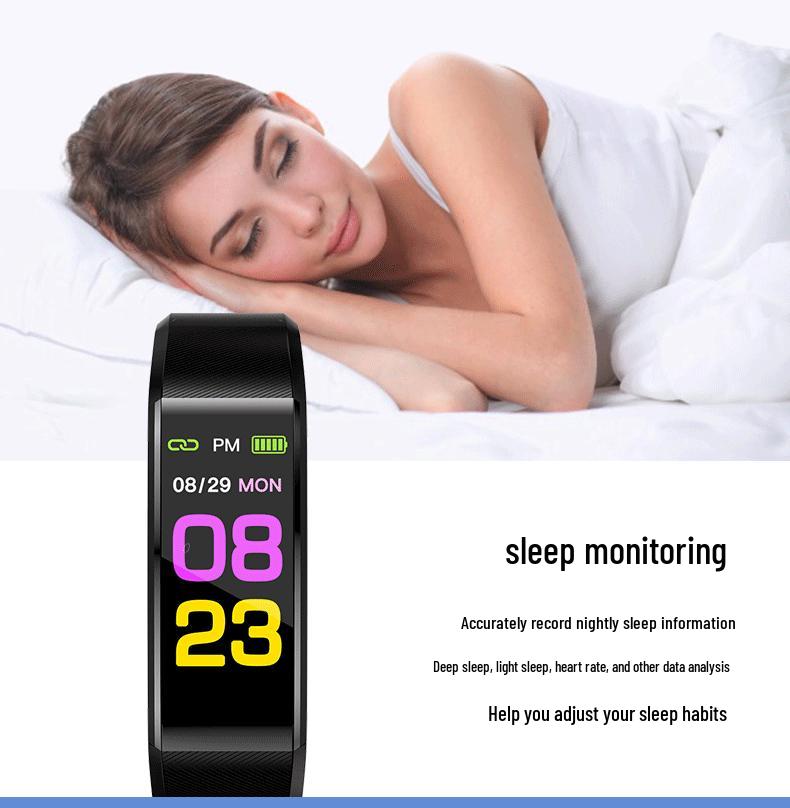 115Plus Wasserdichtes Bluetooth Smart Armband - Herzfrequenz-, Blutsauerstoff-, Blutdruckmessgerät für Erwachsene