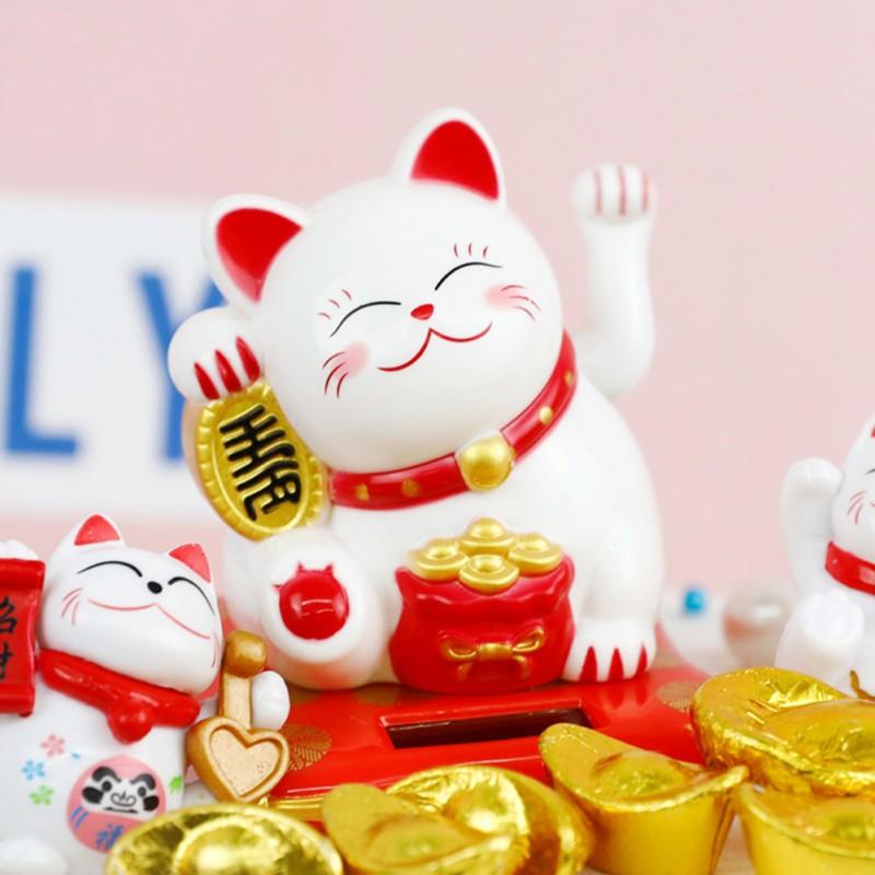 Chinesische Glückskatze Solarbetrieben Gold Winkende Katze Hand Pfote Hoch Reichtum Wohlstand Begrüßung Viel Glück Winkende Katze Geburtstagsgeschenk