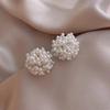 Elegant Gold Pearl Earrings Gentle White Hollow Out Cross Stud Earrings Alloy Ear Accessory Holiday Gift