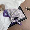 Floral headscarf summer women's pastoral new literary and versatile small scarf 58 cotton and linen small square scarf silk scarf women's headband