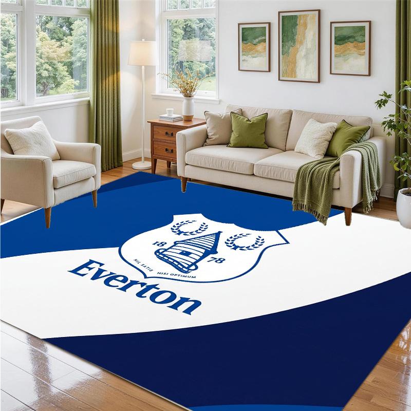 Everton Football Design Crystal Velvet Rug Soft Decorative Mat for Bedroom Entrance
