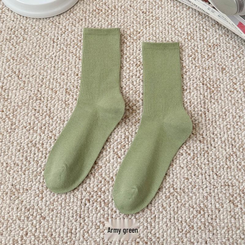 Bunte Damen Kniehohe Candy Color Scrunch Socken - Trendy, Ganzjährig, Mittelhoher Schaft, Einfache Tanz Baumwollsocken