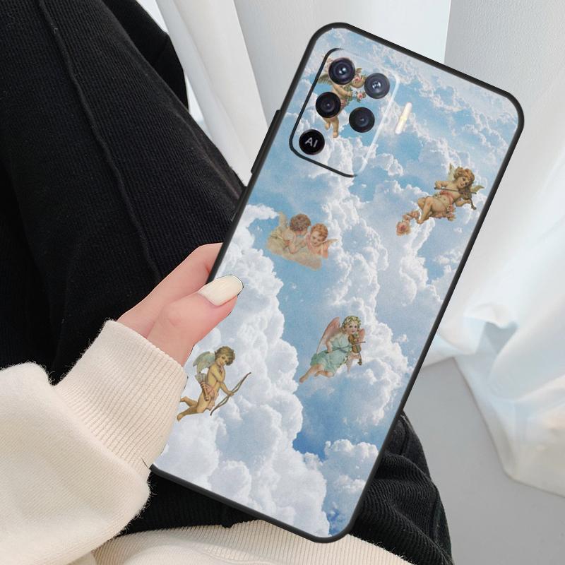 Cute Angels Aesthetic Aesthetics Case For Oppo A54 A74 A94 A18 A57 A17 A77 A38 A58 A78 A98 A80 A60 A40 A96 A76 A16 A15 A5 Pro