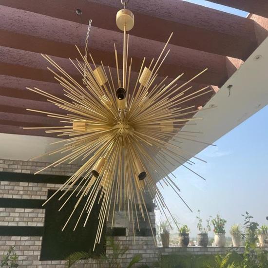 12-světlový mosazný lustr Sputnik v moderním stylu poloviny století, nastavitelný stropní lustr do jídelny, obývacího pokoje, ložnice, vstupní haly