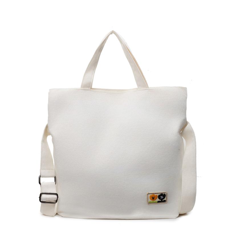 Large Capacity Student Tote Bag Solid Color Shoulder Crossbody Bag