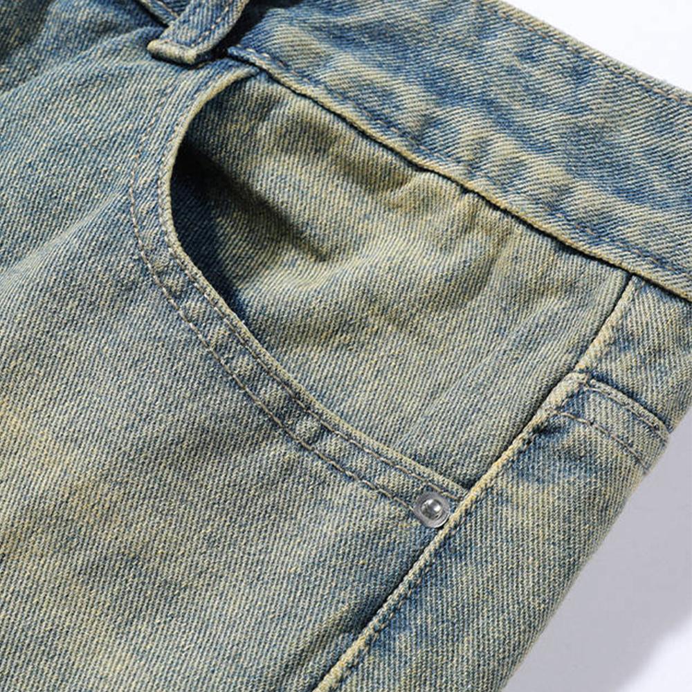 Men's Cotton Spting Summer Ripped Jeans Casual Pants Trousers Vintage Wide Leg Denim Pants Jeans For Men Fashion Clothing Streetwear