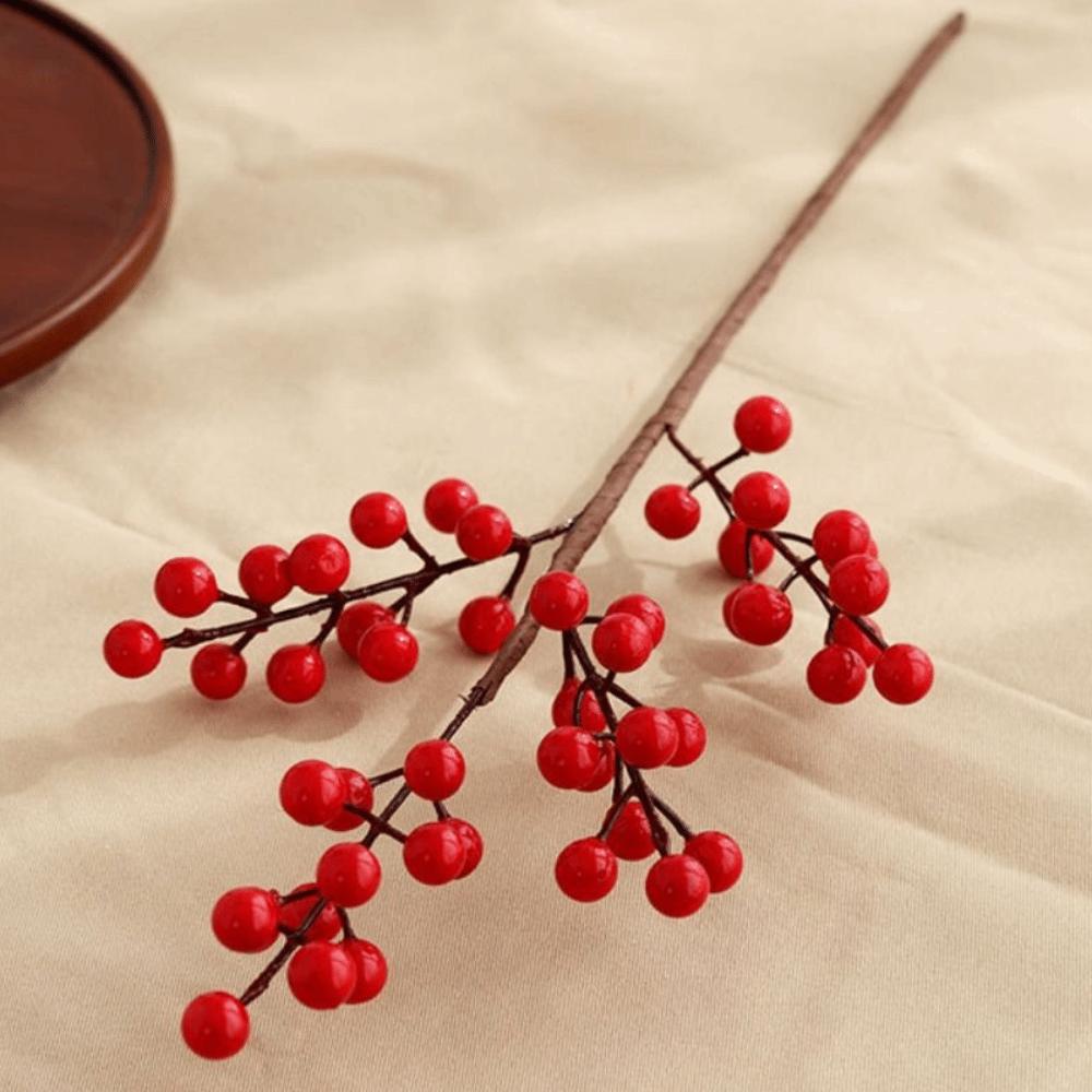 Snow Frosted Artificial Holly Berries DIY Fake Plant Crafts Red Berry Branche Wedding Decoration