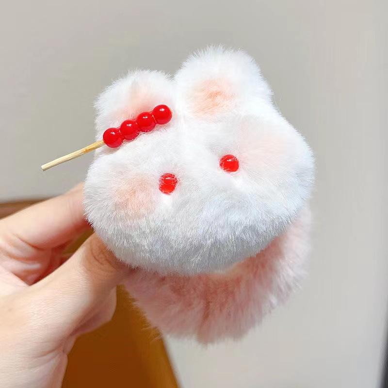 Sugar Gourd Rabbit Hairy Hair Band Hairpin Ins Female Soft Cute Cute Blush Rabbit Hair Rope Student Ponytail Hair Accessories
