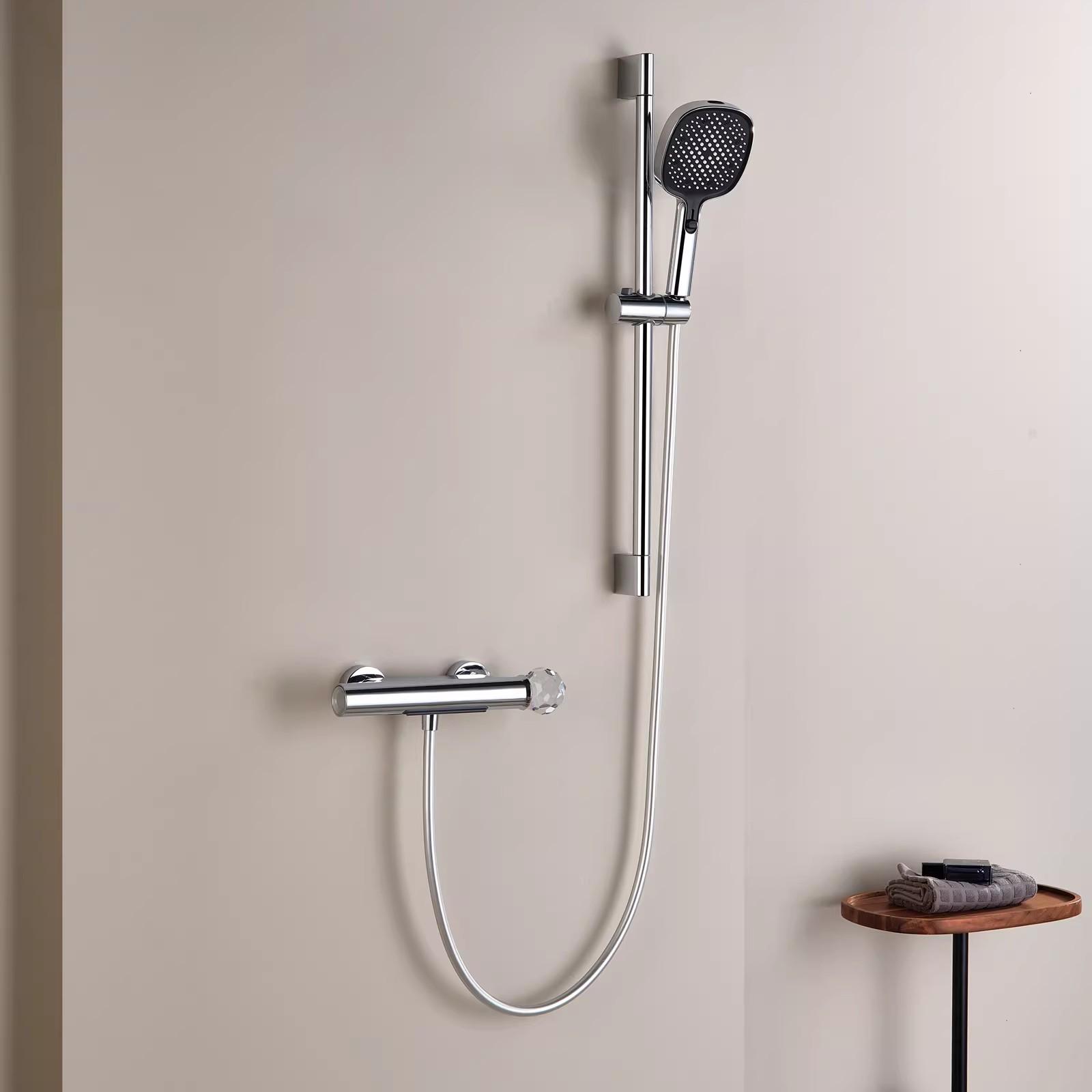 

Bathroom Bath& Shower Faucet Set Wall Mounted Brush Rose Gold Chrome Finished Waterfall Shower Faucet mixer set Crystal handle