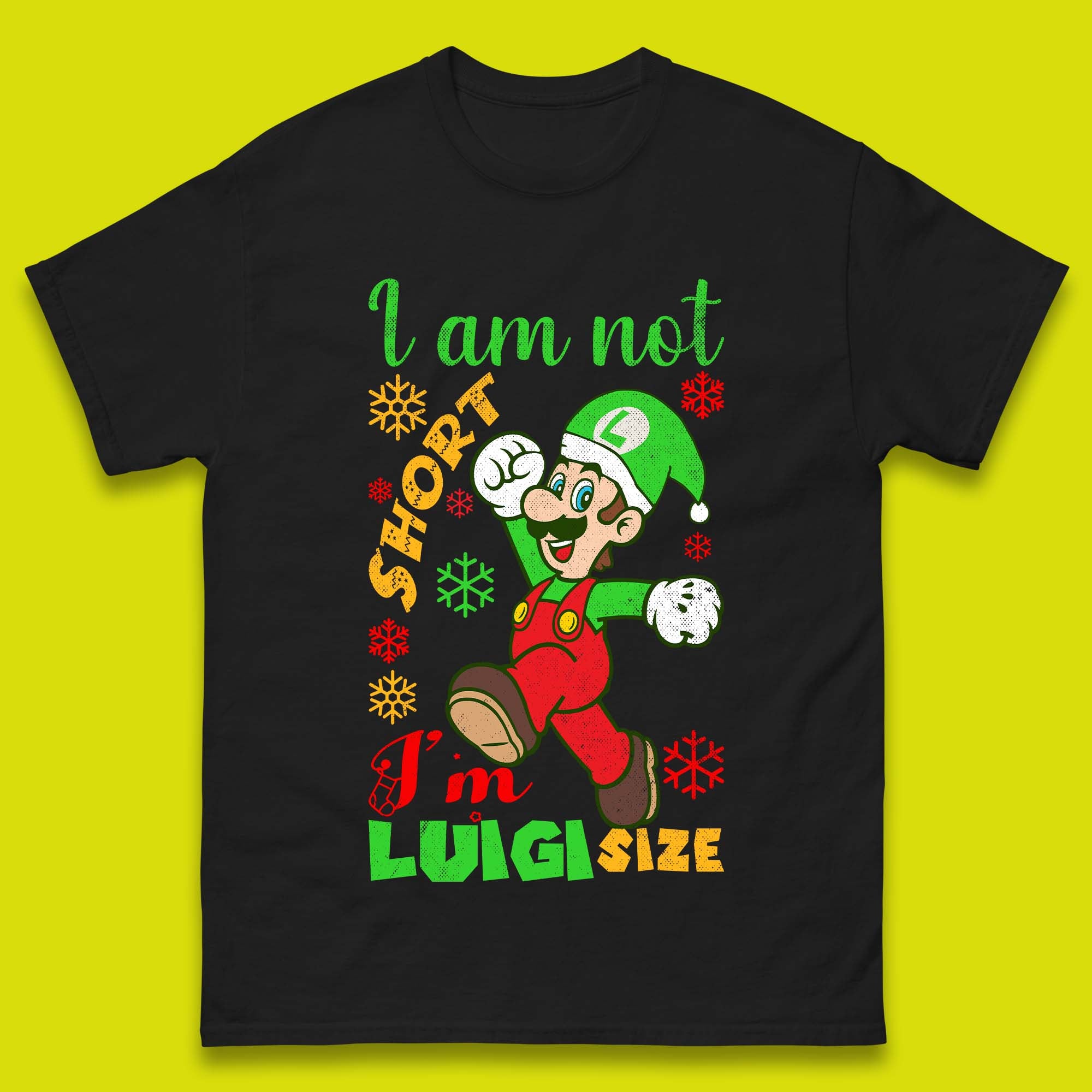 Luigi Size Mario Size Christmas Mens T-Shirt Womens Tops Tees 3XL