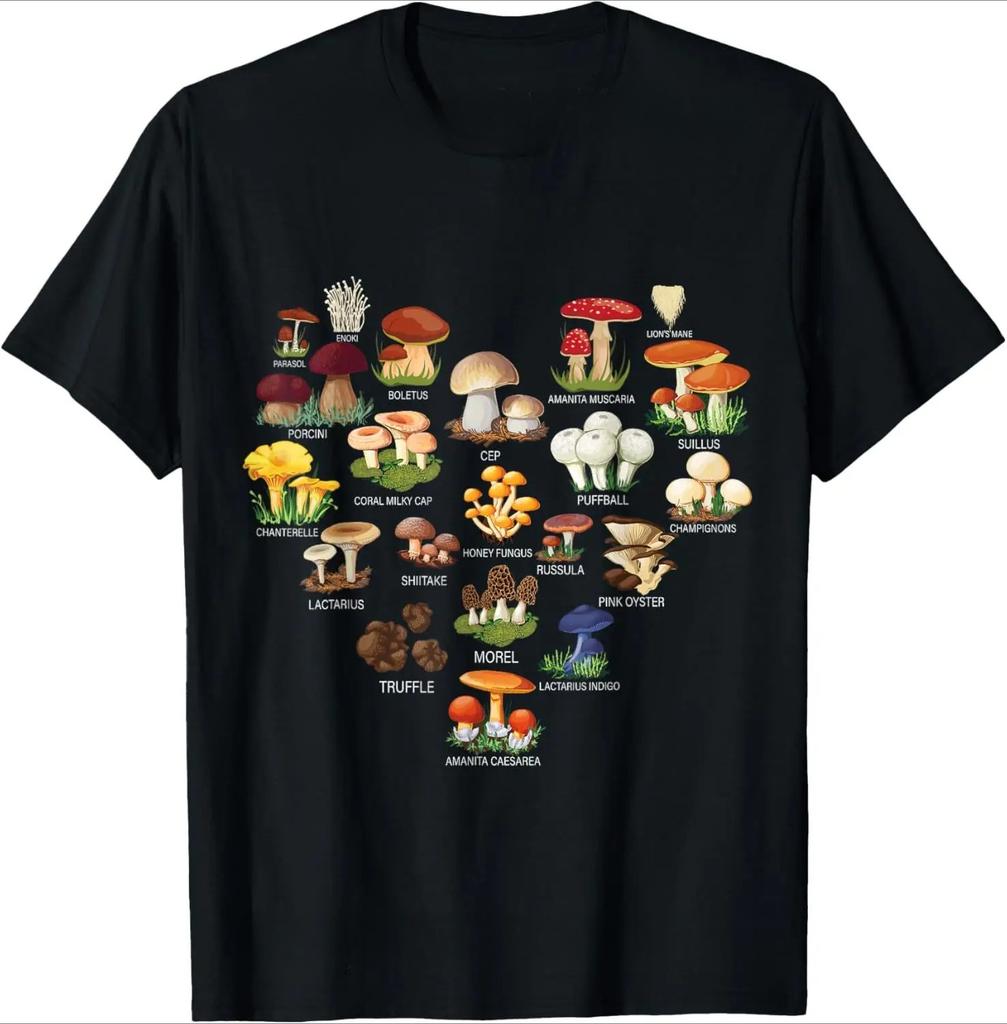 Retro Psychedelic Mushroom Print Magical Gift Food Fun Womens Tshirt Humorous Streetwear Shortsleeved Clothing Personality