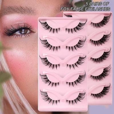 5 párů Cat Eye Lashes Přírodní umělé řasy Fox Eye Umělé norkové řasy