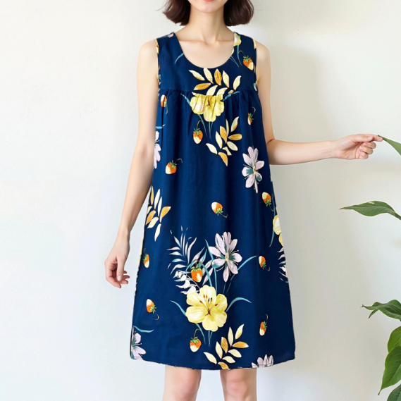 Summer Middle-Aged and Elderly Cotton Silk Nightgowns Pajamas Women's Dresses Large Size Mother's Casual Nightgowns Homewear
