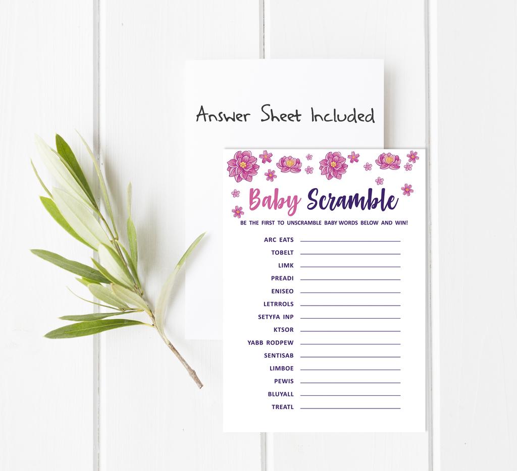 Inkdotpot Baby Shower Game Set Of 50 BabyA  AlphabetA  ABCA  Game Unicorn Floral Party
