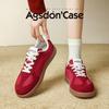 Augustine Red German Training Shoes Autumn Round Head Natal Year Light Sports and Leisure Board Shoes