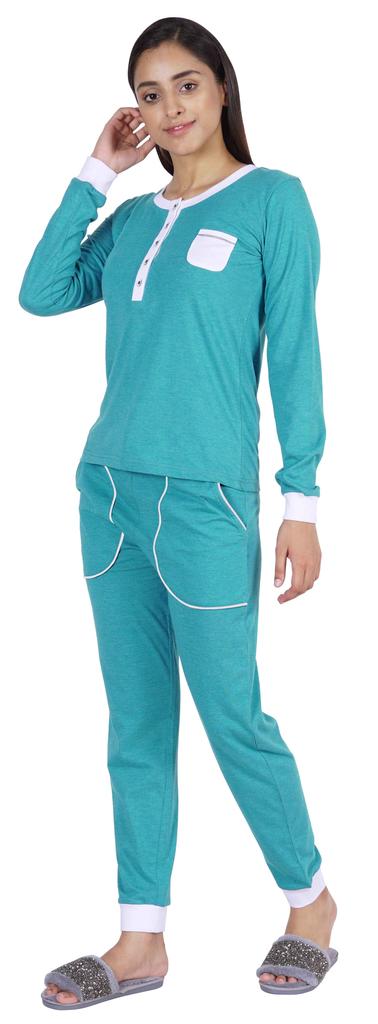 Inkmeso Womens Nightwear Pajamas Set Sleepwear Long Sleeve Top With Pant