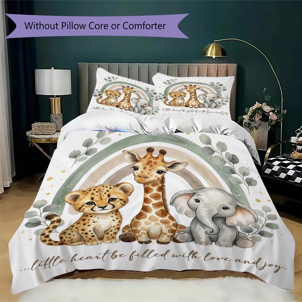 Warm Elephants Pattern Bedding Uilt Set Uilt Cover Pillowcase Home Decoration Birthday Gift (1 * Duvet Cover + 2 * Pillowcase Without Core)