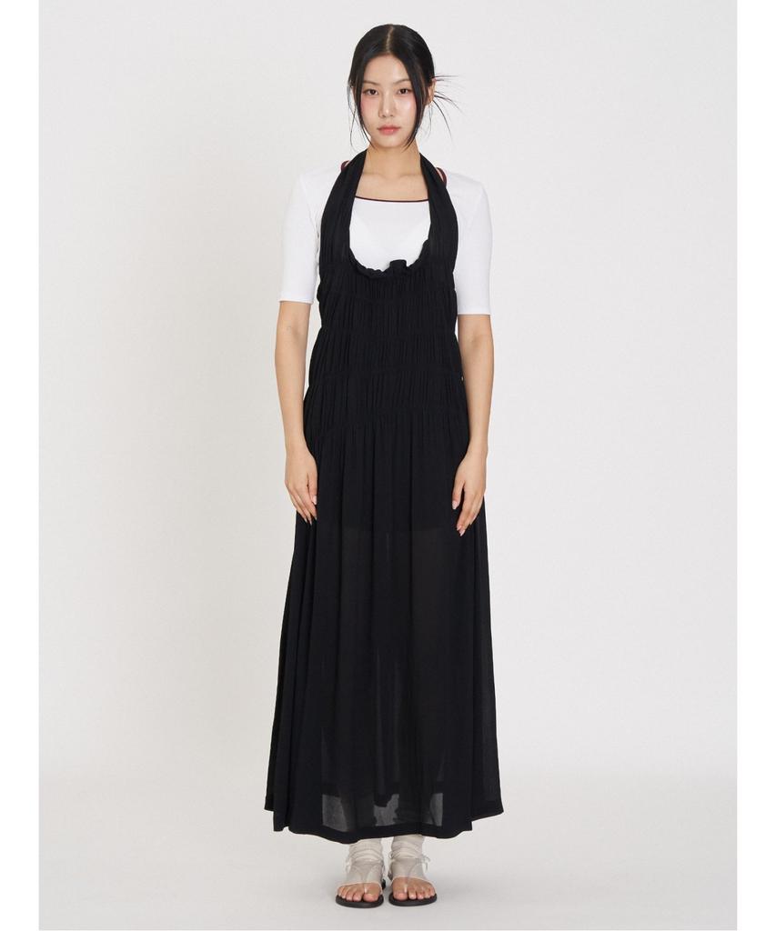 Anggae Halter Neck Long Dress Black