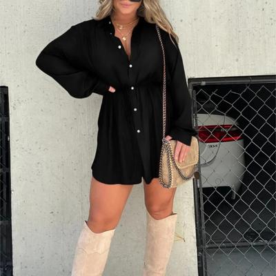 Womens Jumpsuit Overalls Loose V Neck Long Sleeve Solid Color Ruffle Cropped Top