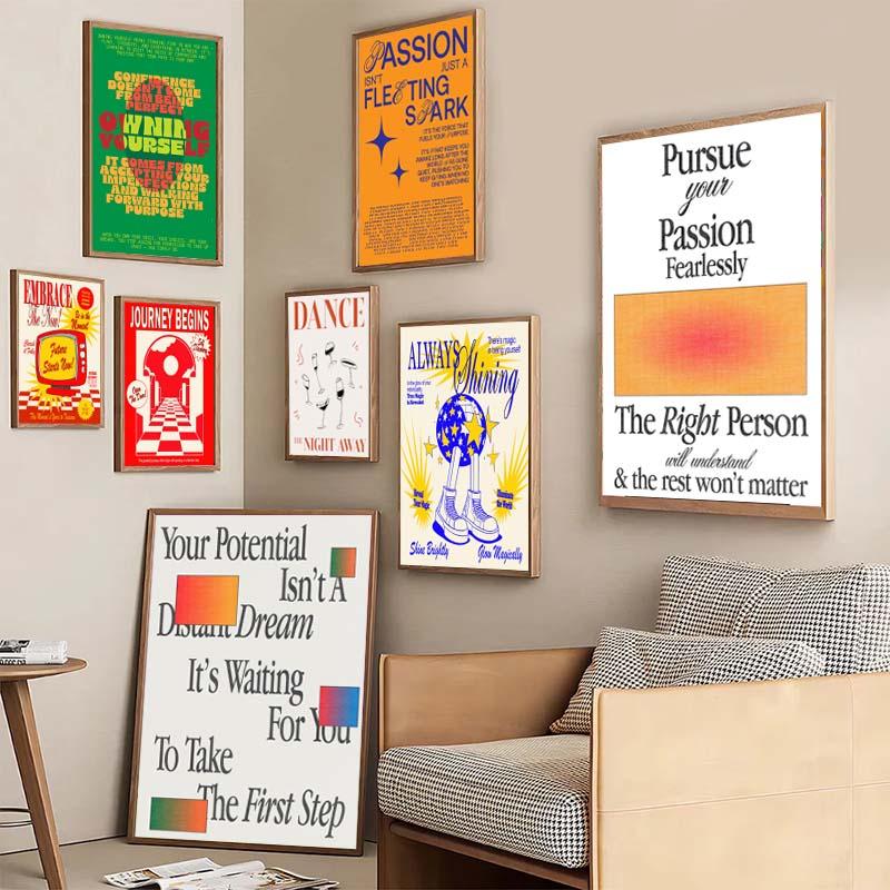 Abstract Typography Art Poster Less Is More Canvas Painting Motivational Quote Art Home Decor Print for Home Living Room Decor