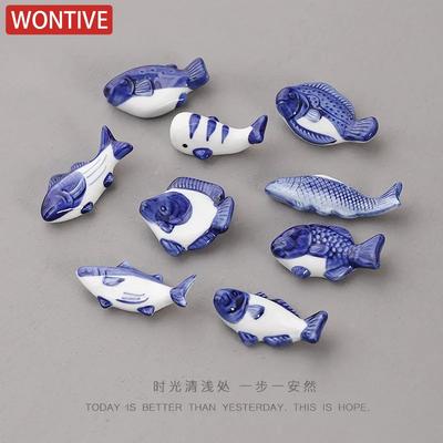 1/2/3 Ceramic Fish Shape Chopsticks Holders Chopstick Stand Shelf Cartoon Animals Spoons Fork Rack Ceramic Rest Kitchen Utensil