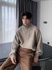 2025 Men's High Neck Korean Style Knitted Sweater - Autumn/Winter Trendy Loose Fit Wool Top