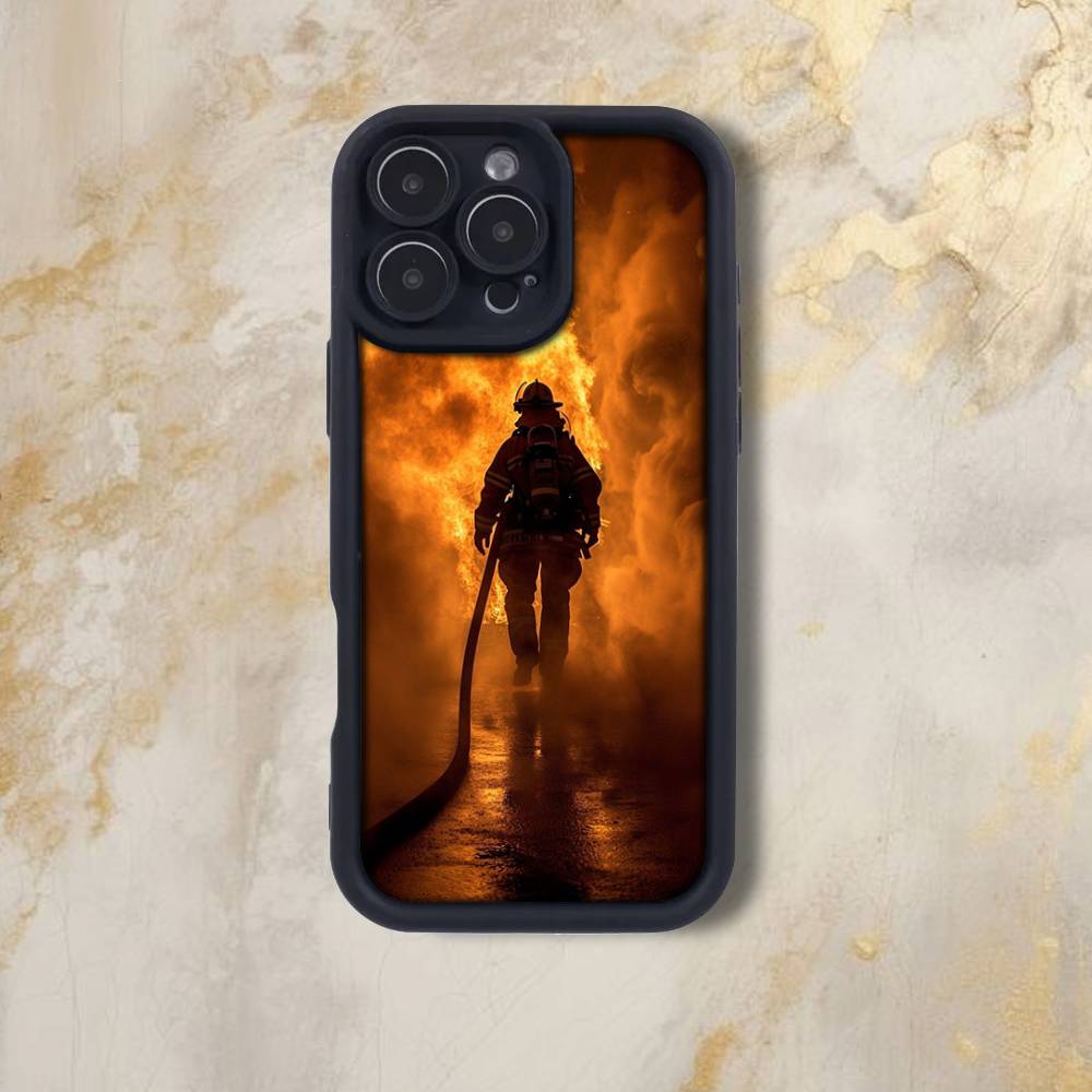 F-Fireman F-Firefighter Phone Case For iPhone 17,16,15,14,13,12,Pro,Max,Plus,E,SE4,Air, emery Black Full Coverage TPU
