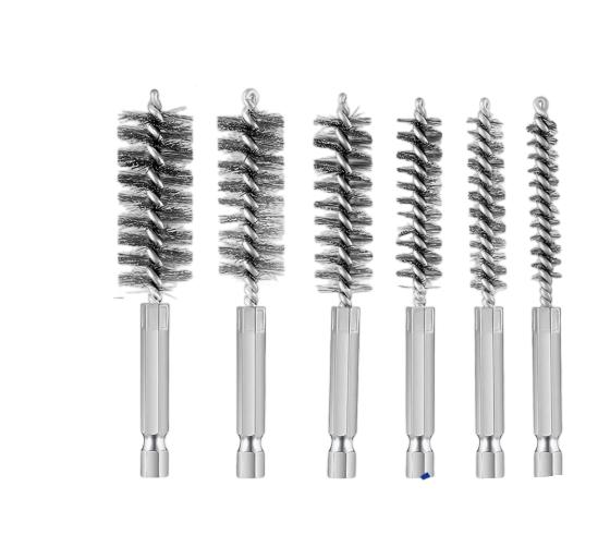 

6PCS Steel Wire Brush Set Hex Shank Stainless Steel Wire Cleaning Brushes Deburring Pipe Brushes for Drill Use Sizes 8 10 12 15 17 19mm One Size