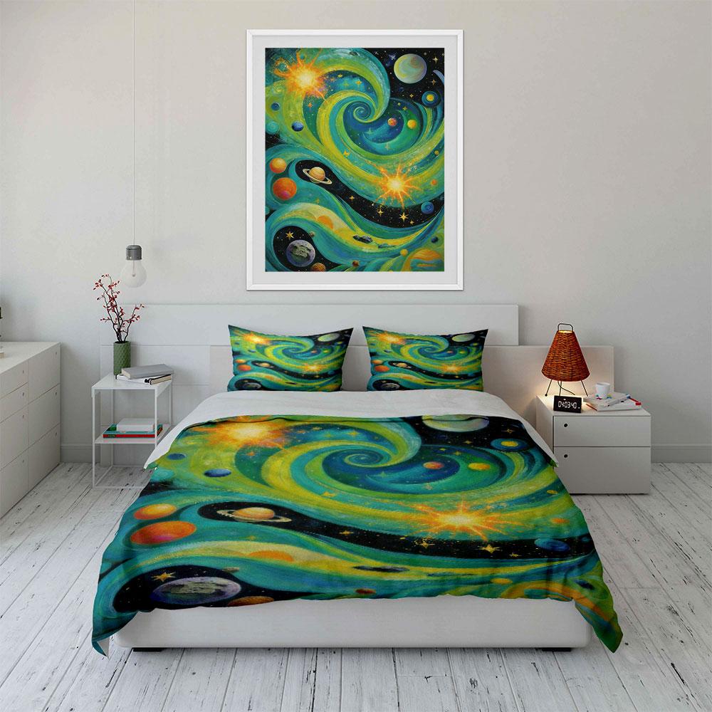 Swirling Planets and Stars. Bedding Sets Duvet Cover Sets Duvet Covers Pillowcases(1 * Duvet Cover 2 * Pillowcases Without Duvet Insert)
