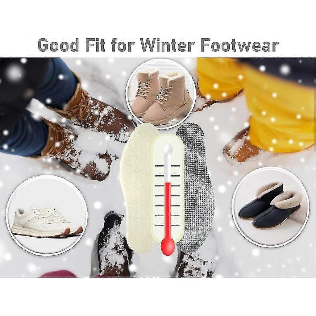 2025 2 Pairs Warm Premium Natural Wool Insoles for Winter, Thermal & Insulating Liners for Work Shoes, Boots, Slippers for Men & Women