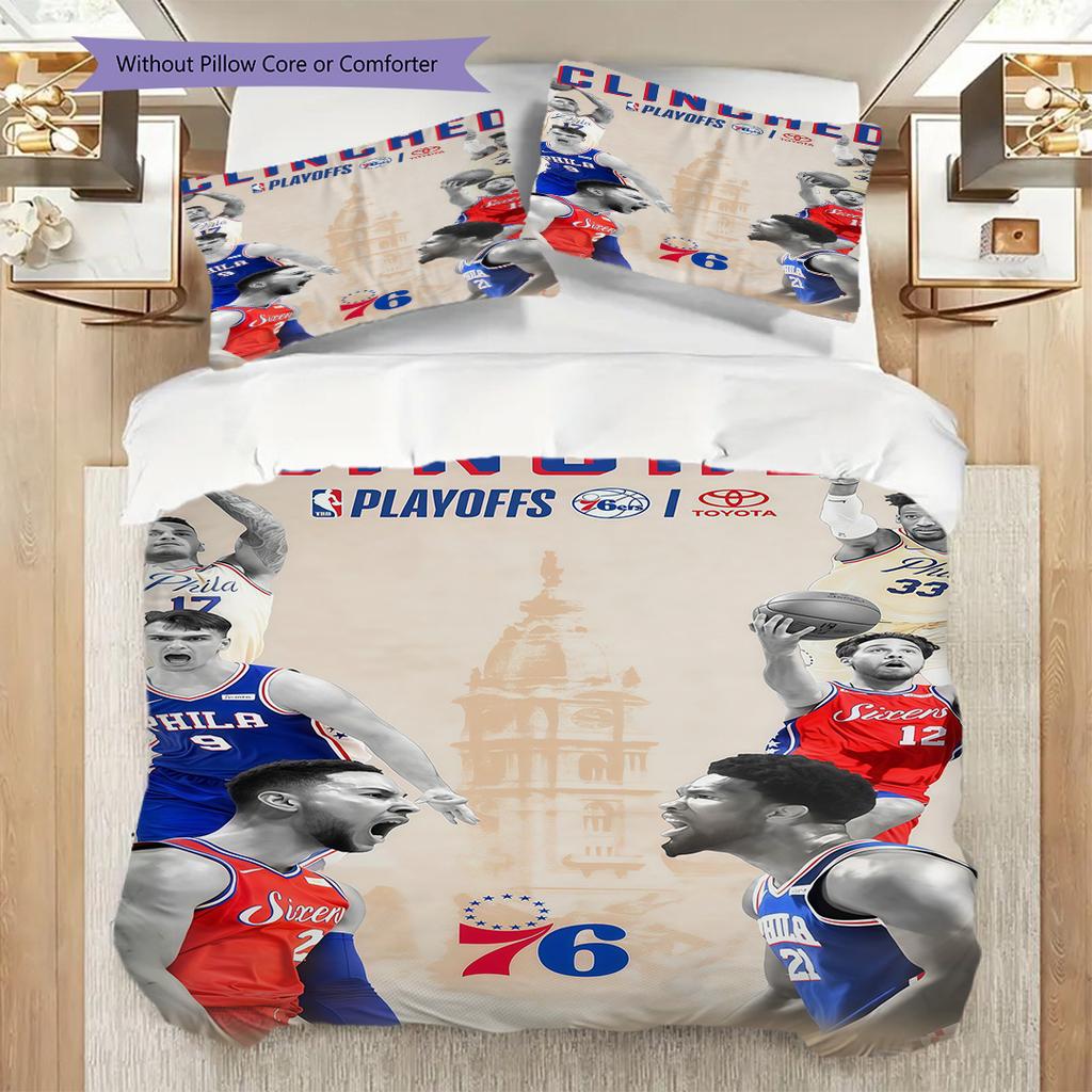 Philadelphia Ers Basketball Spirit Bedding(1 * Duvet Cover + 2 * Pillowcase, Without core)Christmas Birthday Gift Soft and Comfortable