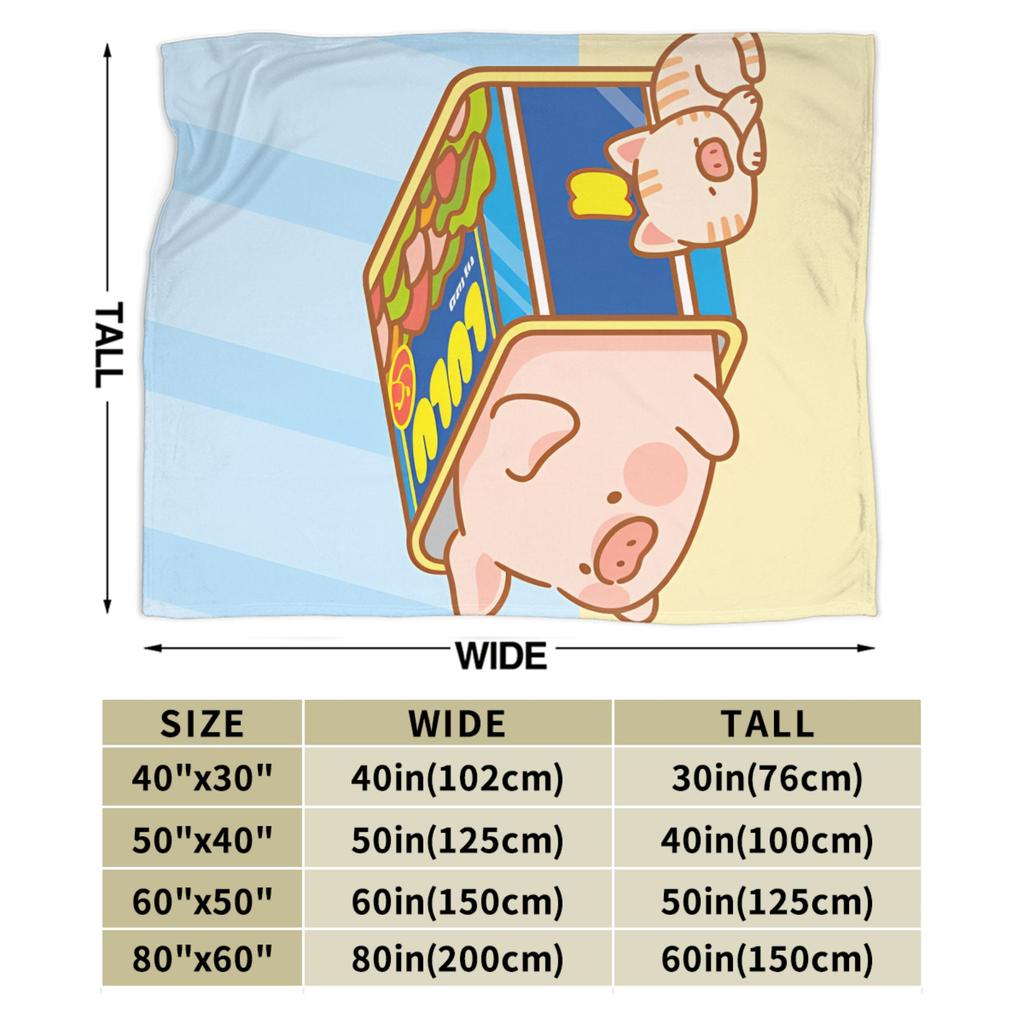 Cartoon L-Lulu Pig  Flannel Blankets  Warm Soft Bedding Throws for Living Room Airplane Travel Funny Bedspread Sofa Bed Cover