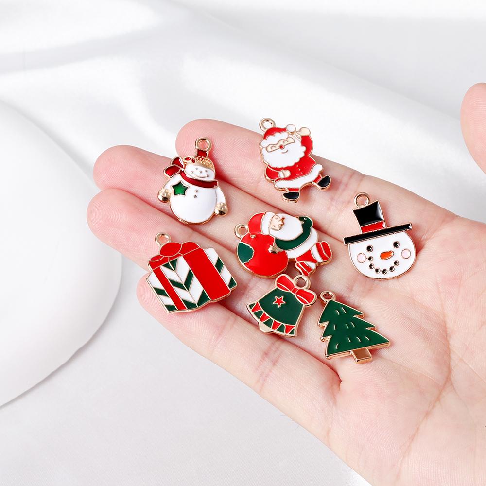 55pcs/Lot Mix Style Enamel Christmas Charms DIY for Bracelets Earrings Keychain Pendant Charms Jewelry Making Accessories