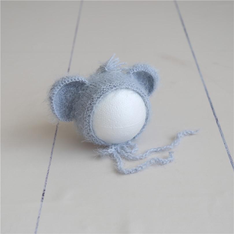 Hand Knitted Crochet Angora Wool Baby Elf Hat Newborn Coming Home Bonnet Beanie for Photography Props