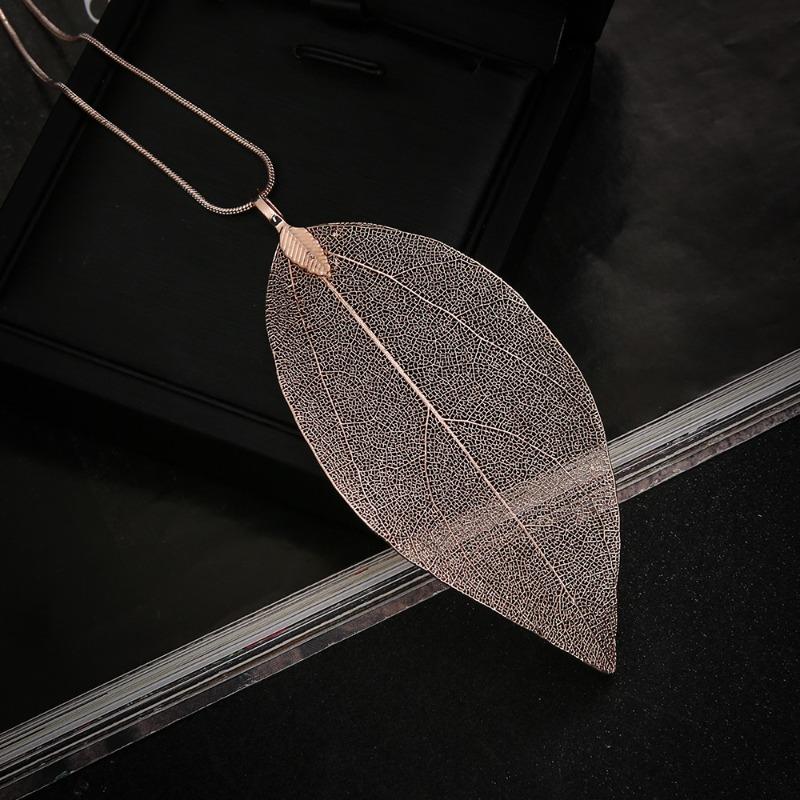 Eenvoudige Persoonlijkheid Natuurlijk Imitatie Blad Specimen Hanger Lange Slangenhanger Ketting voor Vrouwen Retro Creatief Sieraden Accessoire