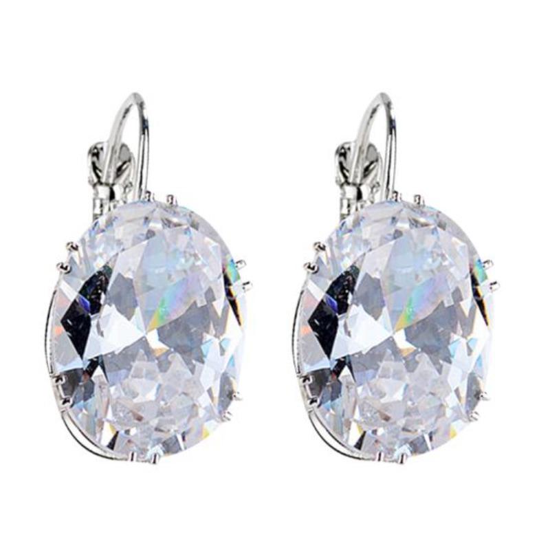 Sparkling Oval Zirconia Huggie Earrings with Cubic Design for Party Fashion