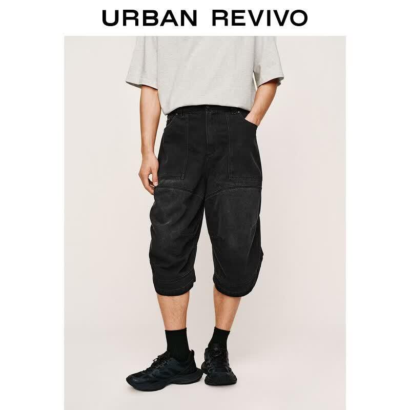UR2026 Men s Washed Pleated Denim Shorts 34