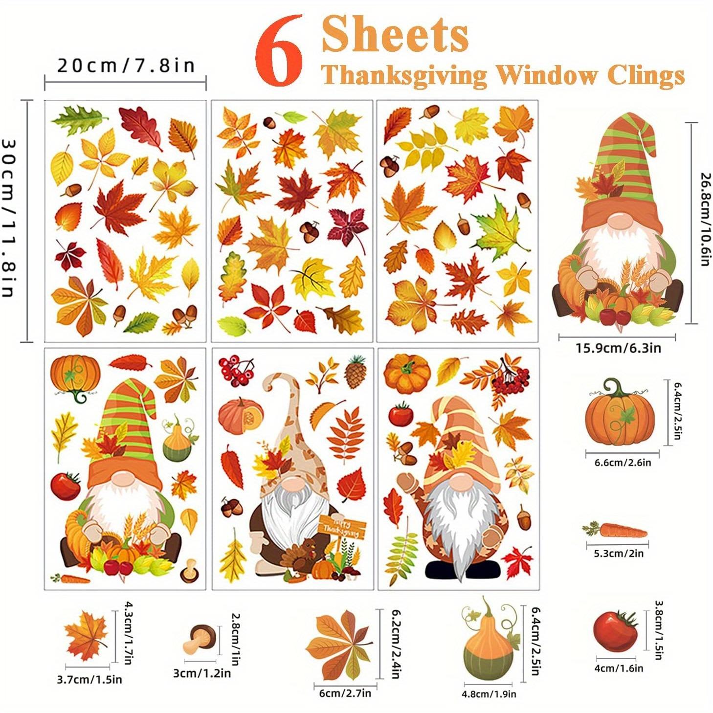 

Thanksgiving Autumn Decoration Window Stickers,Self-adhesive Decorations Glass Window Pictures Autumn Leaves and dwarves Sticker