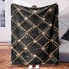 Black And Golden Diamond And Pearl Wallpaper-Themed Blanket - Comfortable Flannel Fabric Hypoallergenic Suitable for All Seasons -