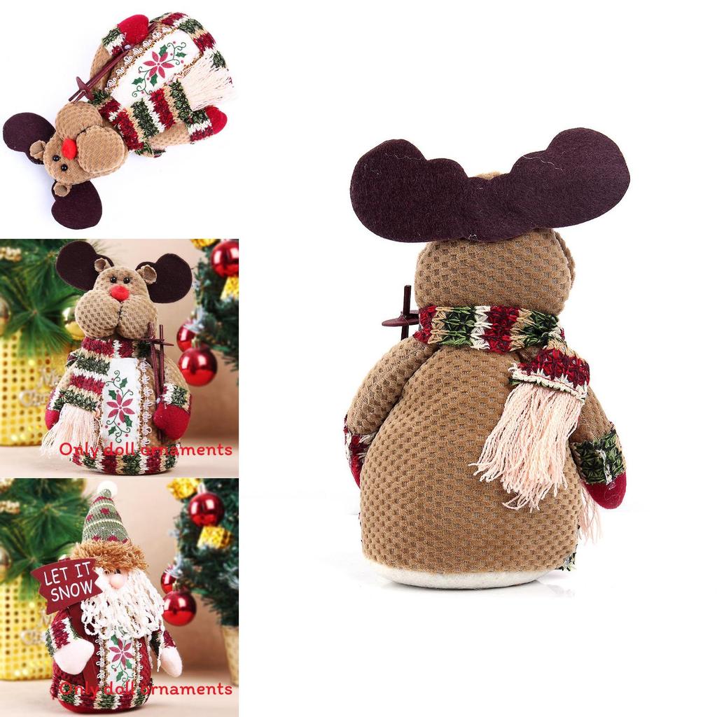 Christmas Santa Snowman Reindeer Desktop Decor With Fabric Material For Holiday Tabletop Display