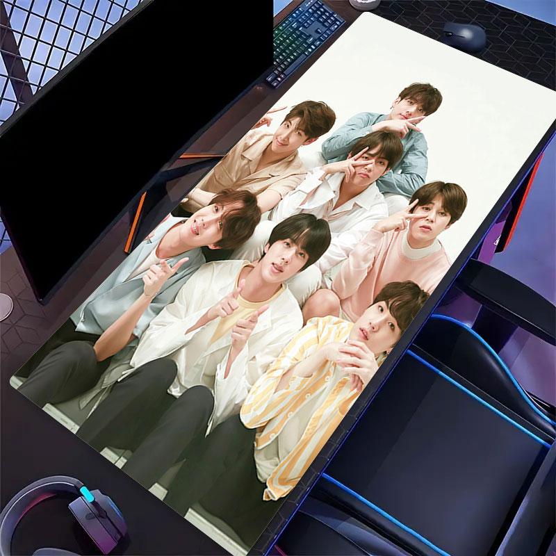 BTS Poster Mouse Pad, Large Gaming Desk Mat, Non-slip XXL Mousepad for Laptop & Tablet, Mini PC Playmat with Stitched Edges